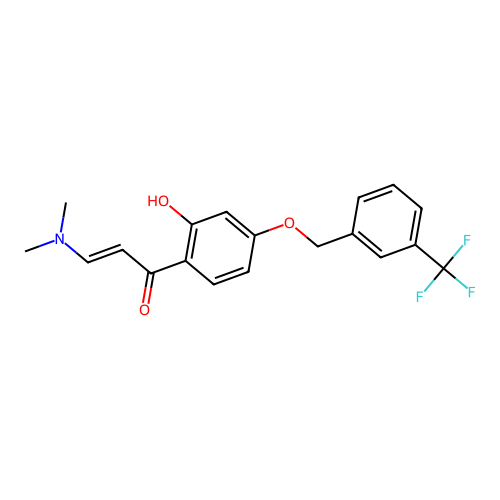 (E)-3-(dimethylamino)-1-(2-hydroxy-4-{[3-(trifluoromethyl)benzyl]oxy}phenyl)-2-propen-1-one structure