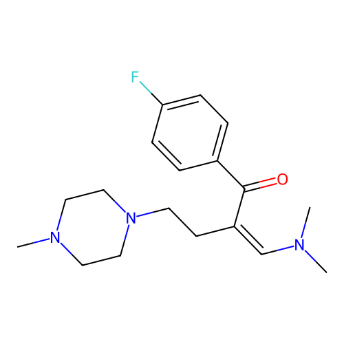 2-(dimethylaminomethylidene)-1-(4-fluorophenyl)-4-(4-methylpiperazin-1-yl)butan-1-one structure