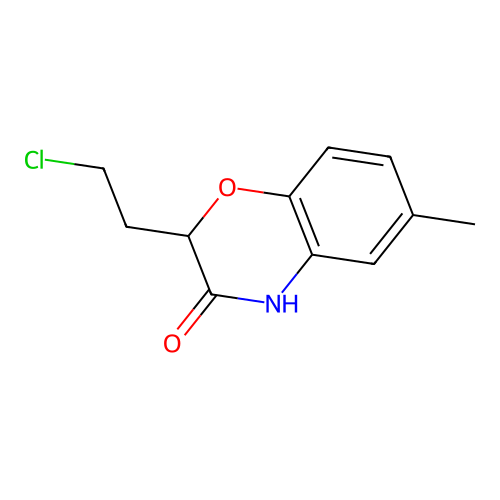 2-(2-chloroethyl)-6-methyl-2H-1,4-benzoxazin-3(4H)-one structure