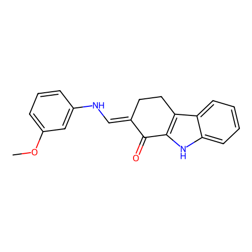 (2E)-2-[(3-methoxyanilino)methylidene]-4,9-dihydro-3H-carbazol-1-one structure