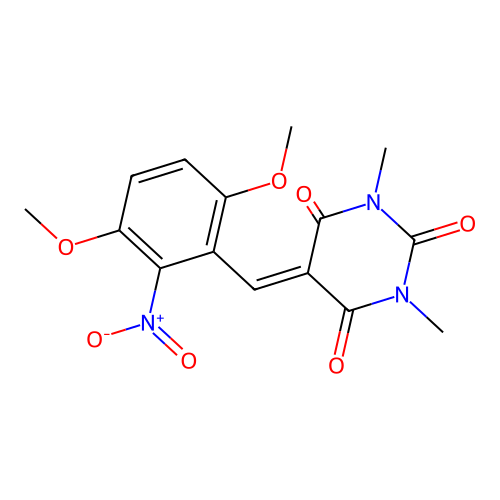 5-[(3,6-dimethoxy-2-nitrophenyl)methylidene]-1,3-dimethyl-1,3-diazinane-2,4,6-trione structure