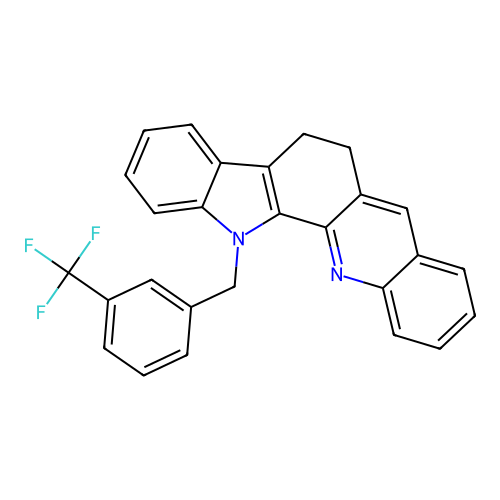 13-[3-(trifluoromethyl)benzyl]-6,13-dihydro-5H-indolo[3,2-c]acridine structure