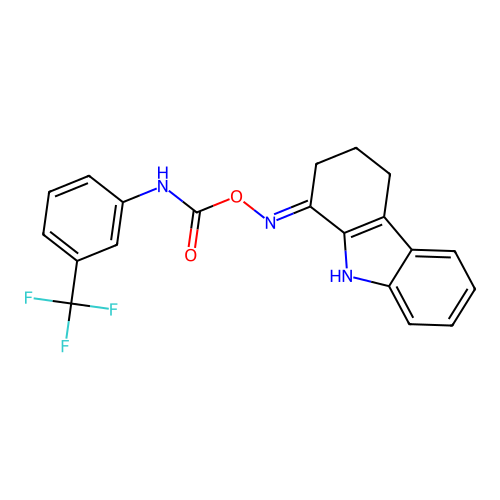 1-[({[3-(trifluoromethyl)anilino]carbonyl}oxy)imino]-2,3,4,9-tetrahydro-1H-carbazole structure