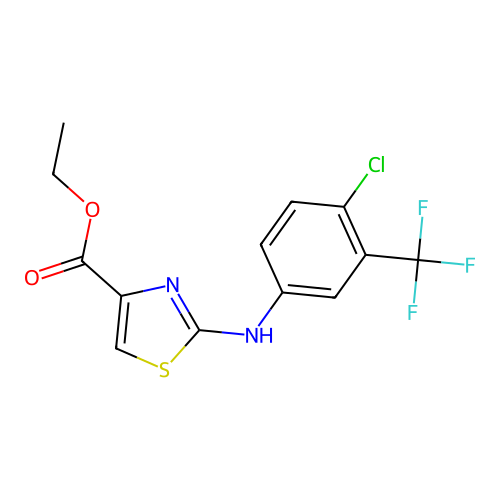 Ethyl 2-[4-chloro-3-(trifluoromethyl)anilino]-1,3-thiazole-4-carboxylate structure