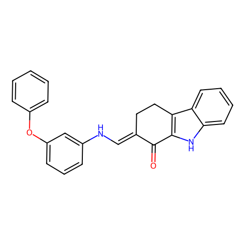 2-[(E)-(3-phenoxyanilino)methylidene]-2,3,4,9-tetrahydro-1H-carbazol-1-one structure