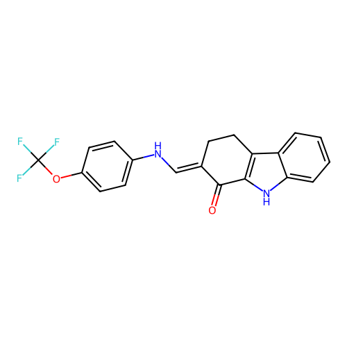 2-{(E)-[3-(trifluoromethoxy)anilino]methylidene}-2,3,4,9-tetrahydro-1H-carbazol-1-one structure