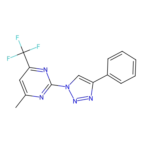 4-methyl-2-(4-phenyl-1H-1,2,3-triazol-1-yl)-6-(trifluoromethyl)pyrimidine structure