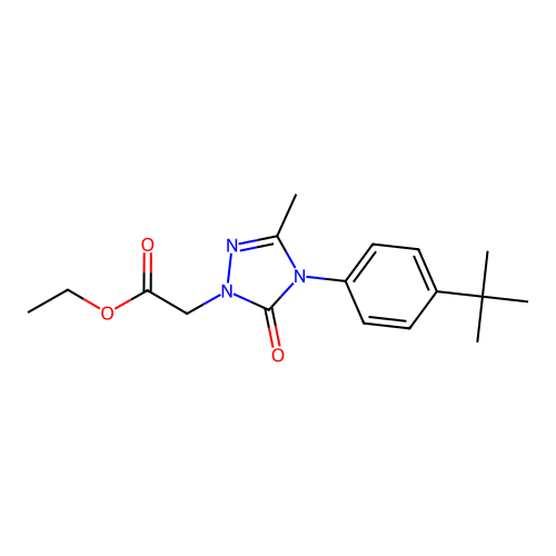 ethyl 2-{4-[4-(tert-butyl)phenyl]-3-methyl-5-oxo-4,5-dihydro-1H-1,2,4-triazol-1-yl}acetate structure