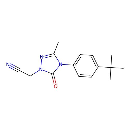 2-[4-(4-tert-butylphenyl)-3-methyl-5-oxo-4,5-dihydro-1H-1,2,4-triazol-1-yl]acetonitrile structure