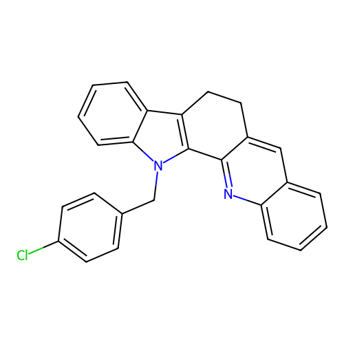 13-(4-chlorobenzyl)-6,13-dihydro-5H-indolo[3,2-c]acridine structure