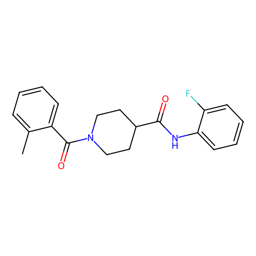 N-(2-fluorophenyl)-1-(2-methylbenzoyl)piperidine-4-carboxamide structure
