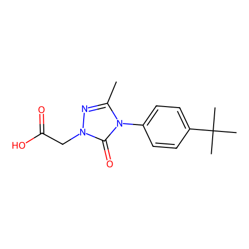 2-{4-[4-(tert-butyl)phenyl]-3-methyl-5-oxo-4,5-dihydro-1H-1,2,4-triazol-1-yl}acetic acid structure