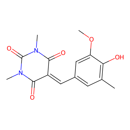 5-[(4-hydroxy-3-methoxy-5-methylphenyl)methylidene]-1,3-dimethyl-1,3-diazinane-2,4,6-trione structure