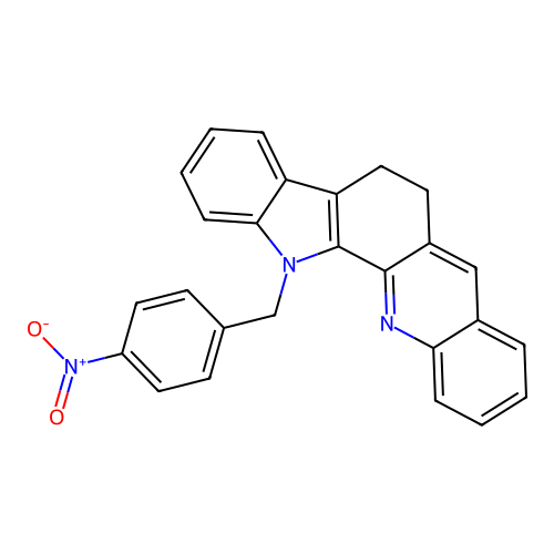 13-(4-nitrobenzyl)-6,13-dihydro-5H-indolo[3,2-c]acridine structure