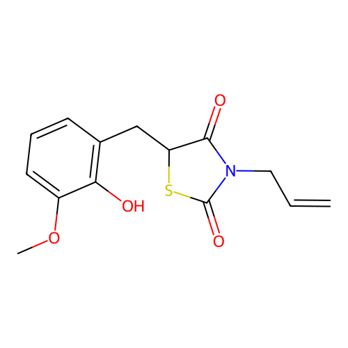 3-Allyl-5-(2-hydroxy-3-methoxybenzyl)-1,3-thiazolane-2,4-dione structure