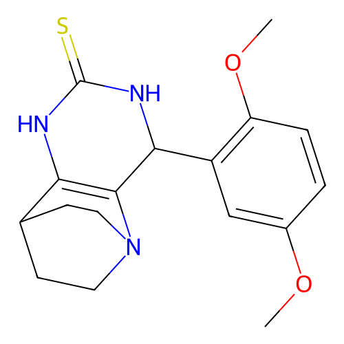3-(2,5-dimethoxyphenyl)-1,4,6-triazatricyclo[6.2.2.0~2,7~]dodec-2(7)-ene-5-thione structure