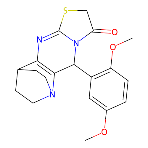 3-(2,5-dimethoxyphenyl)-7-thia-1,4,9-triazatetracyclo[9.2.2.0^{2,10}.0^{4,8}]pentadeca-2(10),8-dien-5-one structure