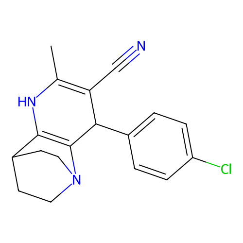 3-(4-chlorophenyl)-5-methyl-1,6-diazatricyclo[6.2.2.0^{2,7}]dodeca-2(7),4-diene-4-carbonitrile structure