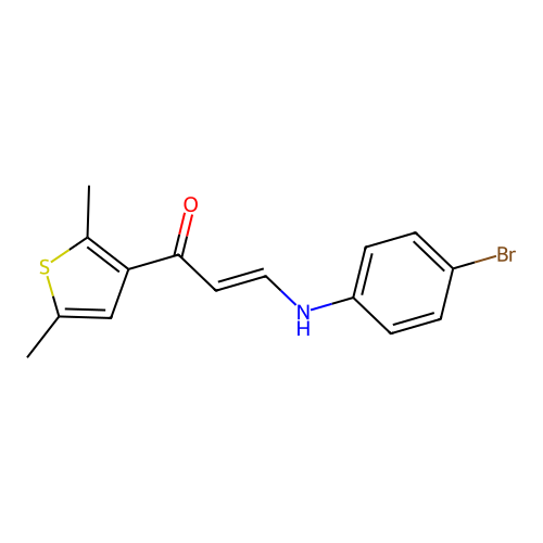 (E)-3-(4-bromoanilino)-1-(2,5-dimethyl-3-thienyl)-2-propen-1-one structure