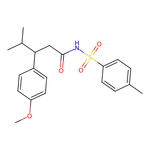 3-(4-methoxyphenyl)-4-methyl-N-[(4-methylphenyl)sulfonyl]pentanamide structure
