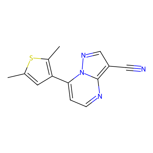 7-(2,5-Dimethyl-3-thienyl)pyrazolo[1,5-a]pyrimidine-3-carbonitrile structure