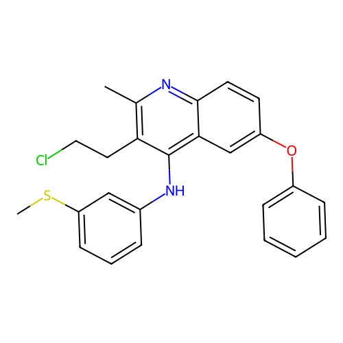 3-(2-chloroethyl)-2-methyl-N-[3-(methylsulfanyl)phenyl]-6-phenoxy-4-quinolinamine structure