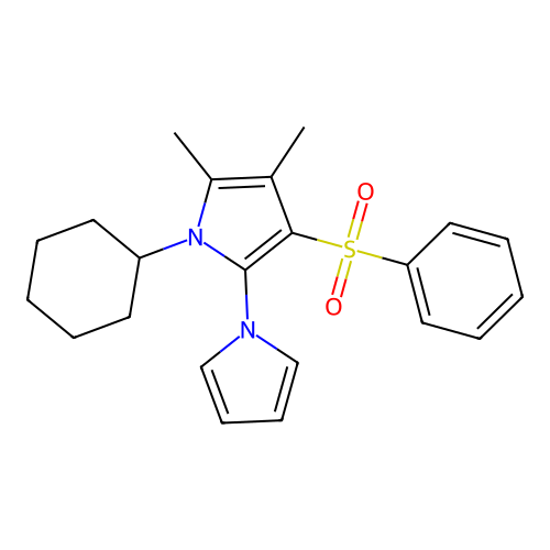 4-(Benzenesulfonyl)-1-cyclohexyl-2,3-dimethyl-5-pyrrol-1-ylpyrrole structure