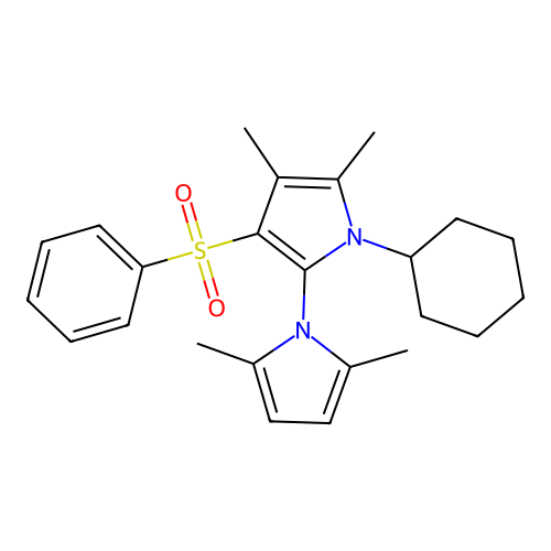 3-(Benzenesulfonyl)-1-cyclohexyl-2-(2,5-dimethylpyrrol-1-yl)-4,5-dimethylpyrrole structure