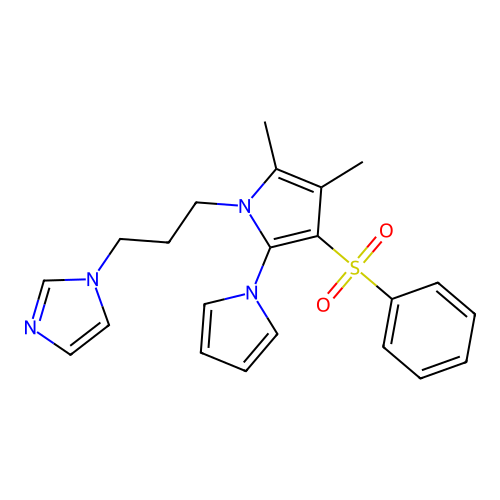 1-[3-[4-(Benzenesulfonyl)-2,3-dimethyl-5-pyrrol-1-ylpyrrol-1-yl]propyl]imidazole structure