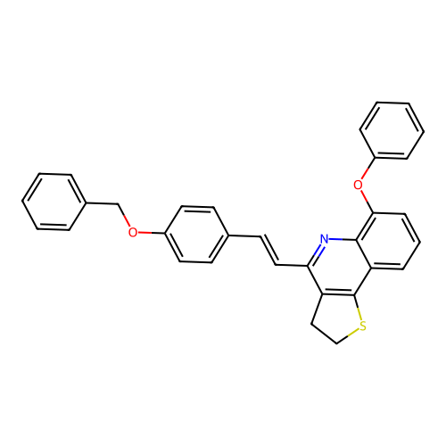 6-Phenoxy-4-[2-(4-phenylmethoxyphenyl)ethenyl]-2,3-dihydrothieno[3,2-c]quinoline structure