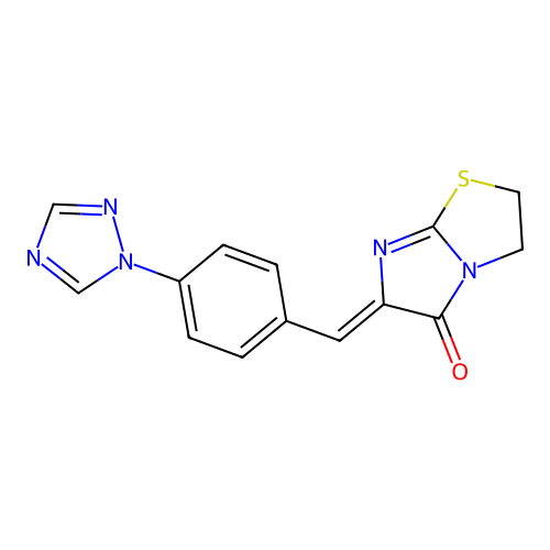 6-[[4-(1,2,4-triazol-1-yl)phenyl]methylidene]-2,3-dihydroimidazo[2,1-b][1,3]thiazol-5-one structure