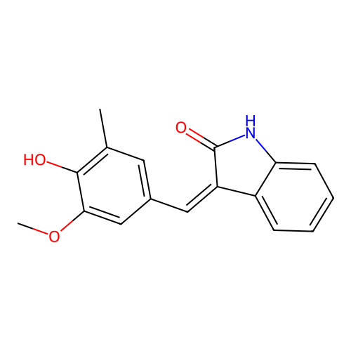 3-[(4-hydroxy-3-methoxy-5-methylphenyl)methylene]-1,3-dihydro-2H-indol-2-one structure