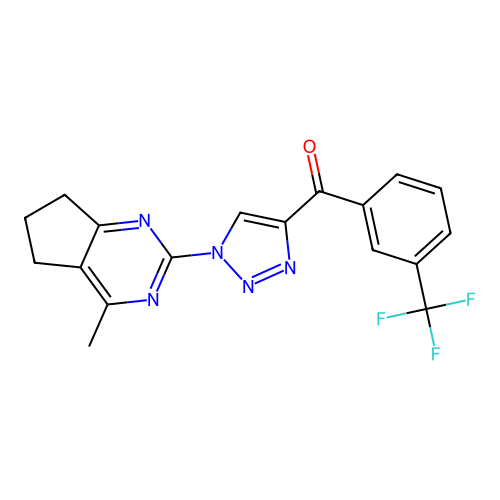 [1-(4-methyl-6,7-dihydro-5H-cyclopenta[d]pyrimidin-2-yl)-1H-1,2,3-triazol-4-yl][3-(trifluoromethyl)phenyl]methanone structure