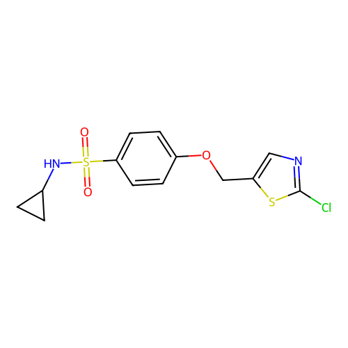 4-[(2-chloro-1,3-thiazol-5-yl)methoxy]-N-cyclopropylbenzenesulfonamide structure