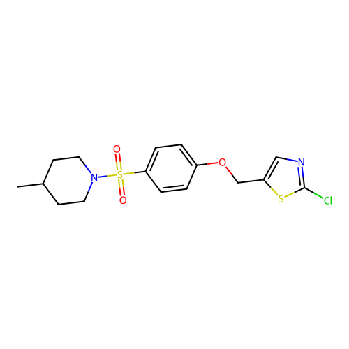 (2-Chloro-1,3-thiazol-5-yl)methyl 4-[(4-methylpiperidino)sulfonyl]phenyl ether structure