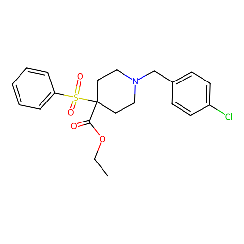 Ethyl 4-(benzenesulfonyl)-1-[(4-chlorophenyl)methyl]piperidine-4-carboxylate structure