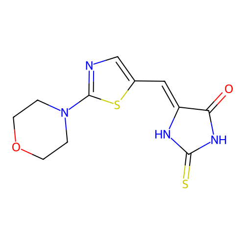 5-[(2-morpholin-4-yl-1,3-thiazol-5-yl)methylidene]-2-sulfanylideneimidazolidin-4-one structure
