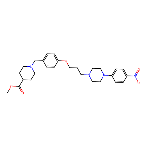 methyl 1-(4-{3-[4-(4-nitrophenyl)piperazino]propoxy}benzyl)-4-piperidinecarboxylate structure