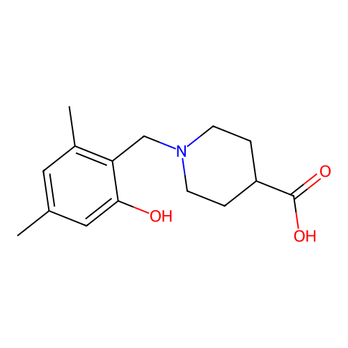 1-(2-Hydroxy-4,6-dimethylbenzyl)-4-piperidinecarboxylic acid structure