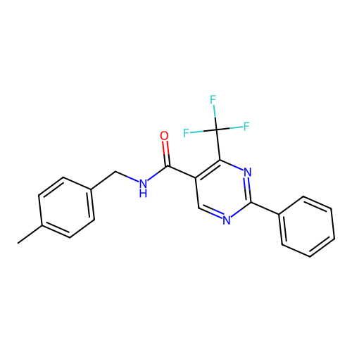 N-[(4-methylphenyl)methyl]-2-phenyl-4-(trifluoromethyl)pyrimidine-5-carboxamide structure