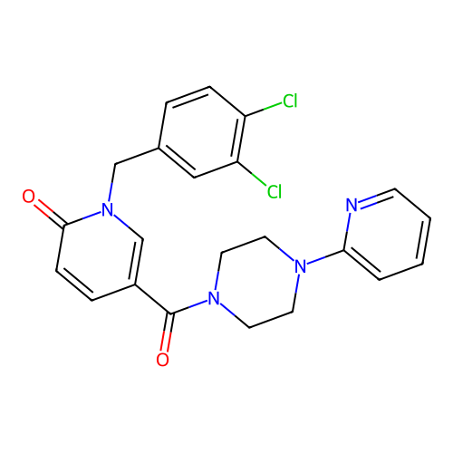 1-(3,4-dichlorobenzyl)-5-{[4-(2-pyridinyl)piperazino]carbonyl}-2(1H)-pyridinone structure