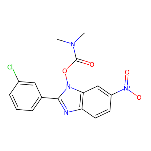 2-(3-chlorophenyl)-1-{[(dimethylamino)carbonyl]oxy}-6-nitro-1H-1,3-benzimidazole structure