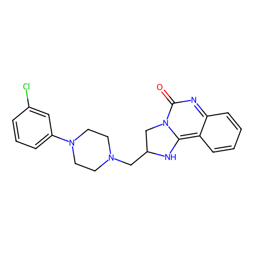 2-{[4-(3-chlorophenyl)piperazino]methyl}-2,6-dihydroimidazo[1,2-c]quinazolin-5(3H)-one structure