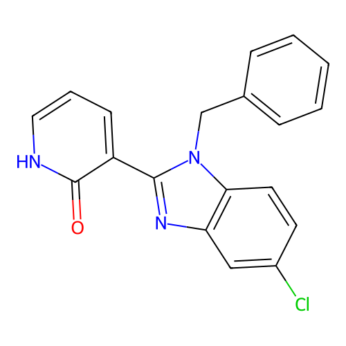 3-(1-benzyl-5-chloro-1H-1,3-benzimidazol-2-yl)-2(1H)-pyridinone structure