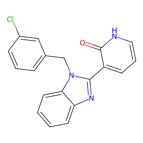 3-[1-(3-chlorobenzyl)-1H-1,3-benzimidazol-2-yl]-2(1H)-pyridinone structure