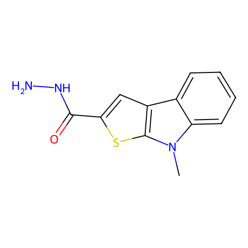 8-methyl-8H-thieno[2,3-b]indole-2-carbohydrazide structure