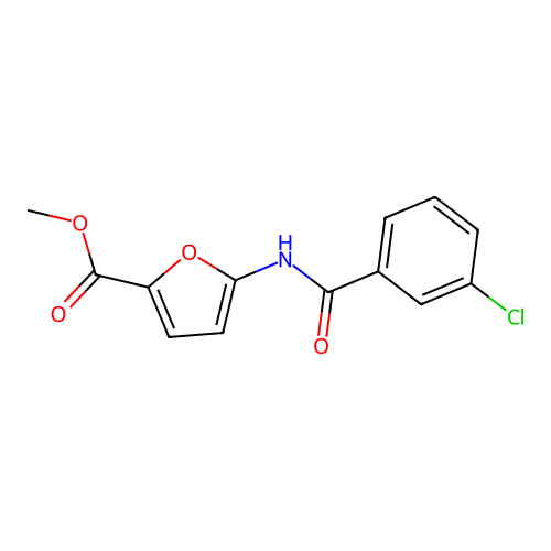 Methyl 5-[(3-chlorobenzoyl)amino]-2-furoate structure