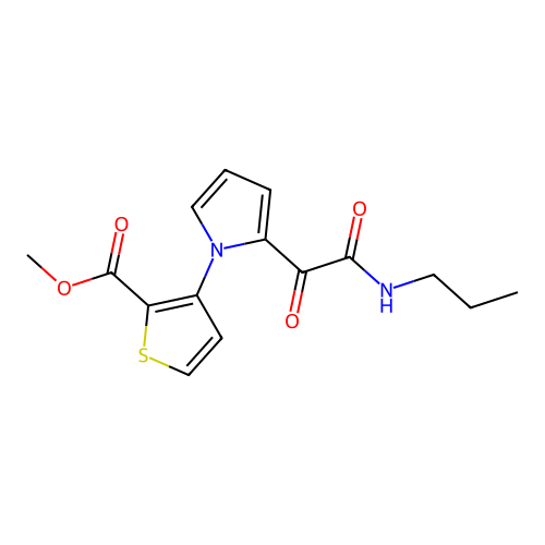 methyl 3-{2-[2-oxo-2-(propylamino)acetyl]-1H-pyrrol-1-yl}-2-thiophenecarboxylate structure