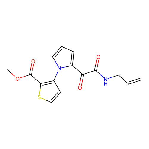 methyl 3-{2-[2-(allylamino)-2-oxoacetyl]-1H-pyrrol-1-yl}-2-thiophenecarboxylate structure