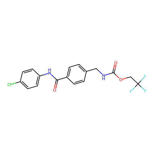 2,2,2-trifluoroethyl N-{4-[(4-chloroanilino)carbonyl]benzyl}carbamate structure